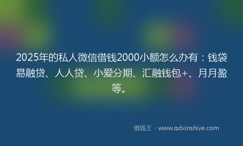 2025年的私人微信借钱2000小额怎么办有：钱袋易融贷、人人贷、小爱分期、汇融钱包+、月月盈等。