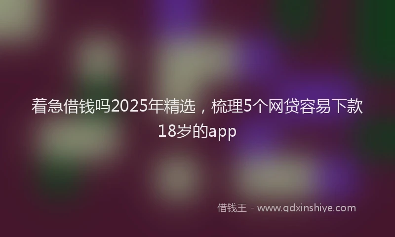着急借钱吗2025年精选，梳理5个网贷容易下款18岁的app