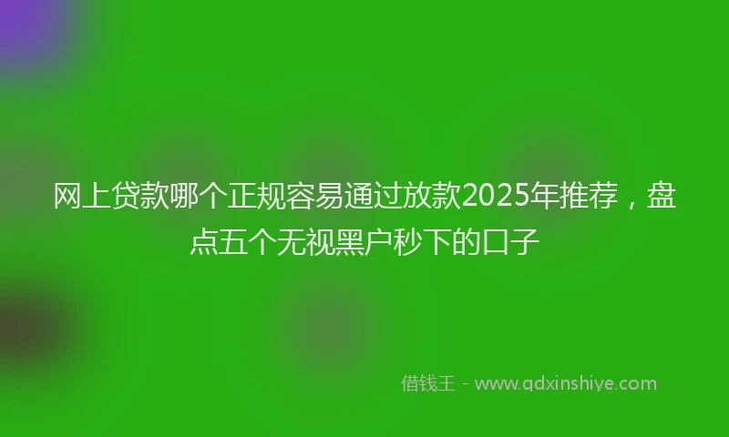 网上贷款哪个正规容易通过放款2025年推荐，盘点五个无视黑户秒下的口子