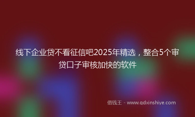 线下企业贷不看征信吧2025年精选，整合5个审贷口子审核加快的软件