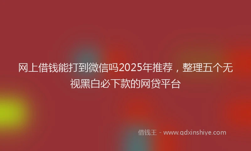 网上借钱能打到微信吗2025年推荐，整理五个无视黑白必下款的网贷平台
