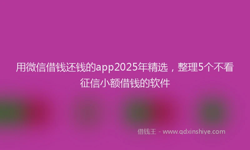 用微信借钱还钱的app2025年精选，整理5个不看征信小额借钱的软件