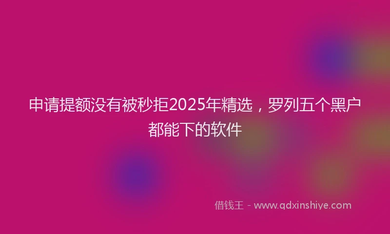 申请提额没有被秒拒2025年精选，罗列五个黑户都能下的软件