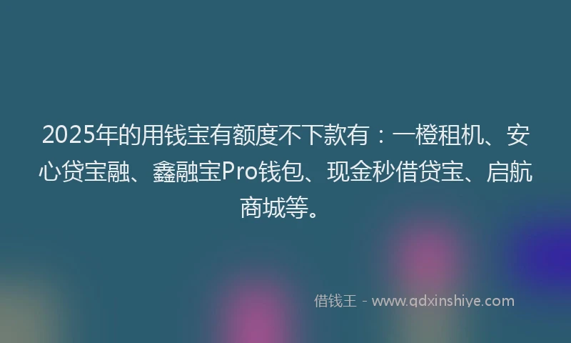 2025年的用钱宝有额度不下款有：一橙租机、安心贷宝融、鑫融宝Pro钱包、现金秒借贷宝、启航商城等。