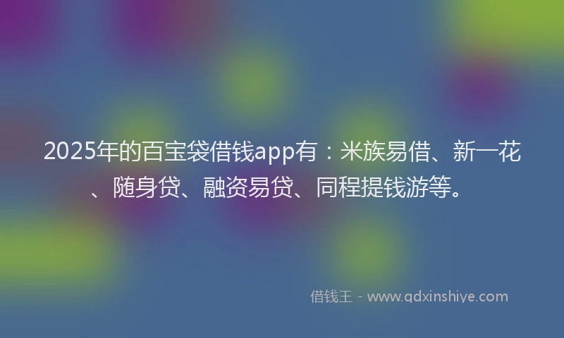 2025年的百宝袋借钱app有：米族易借、新一花、随身贷、融资易贷、同程提钱游等。