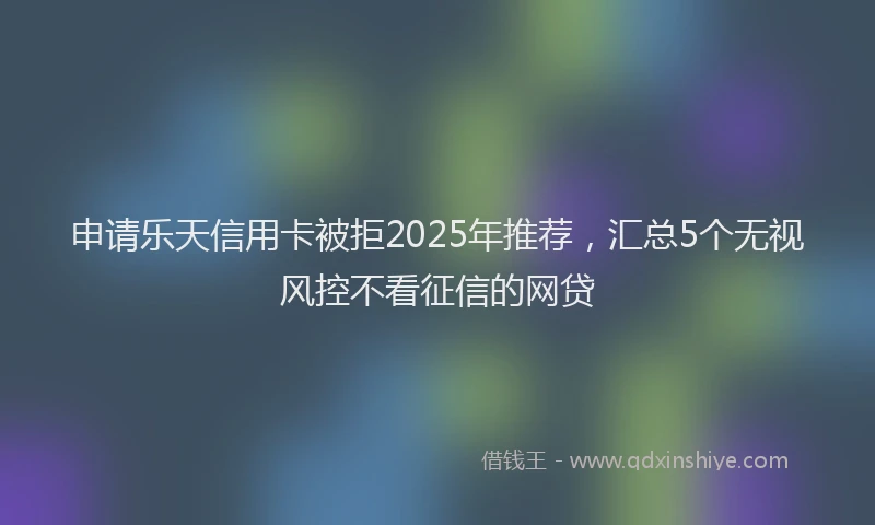 申请乐天信用卡被拒2025年推荐，汇总5个无视风控不看征信的网贷