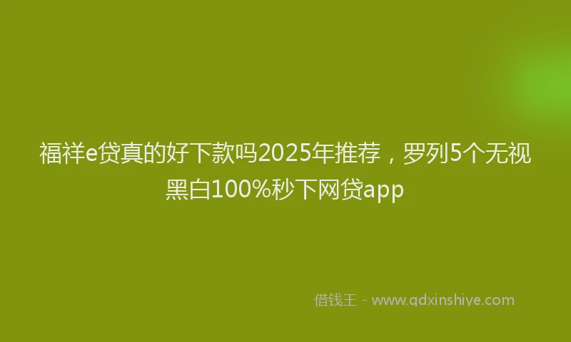 福祥e贷真的好下款吗2025年推荐，罗列5个无视黑白100%秒下网贷app