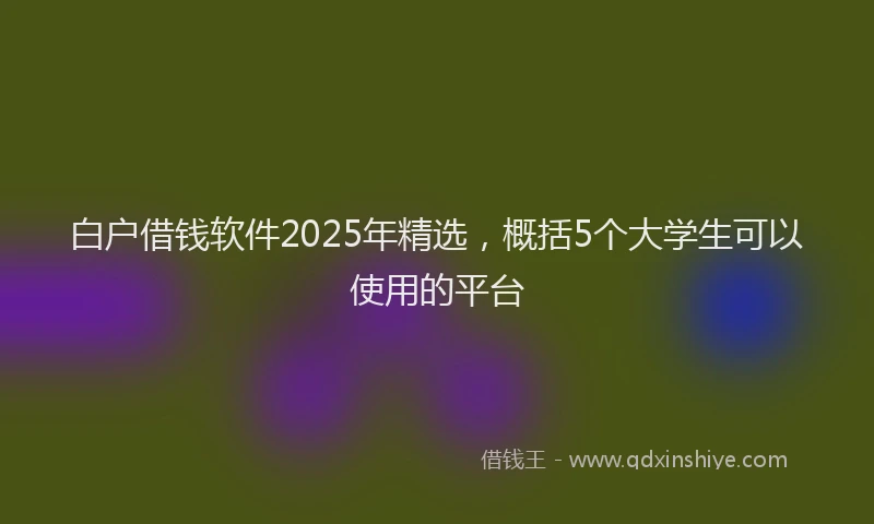 白户借钱软件2025年精选，概括5个大学生可以使用的平台
