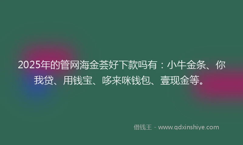 2025年的管网海金荟好下款吗有：小牛金条、你我贷、用钱宝、哆来咪钱包、壹现金等。