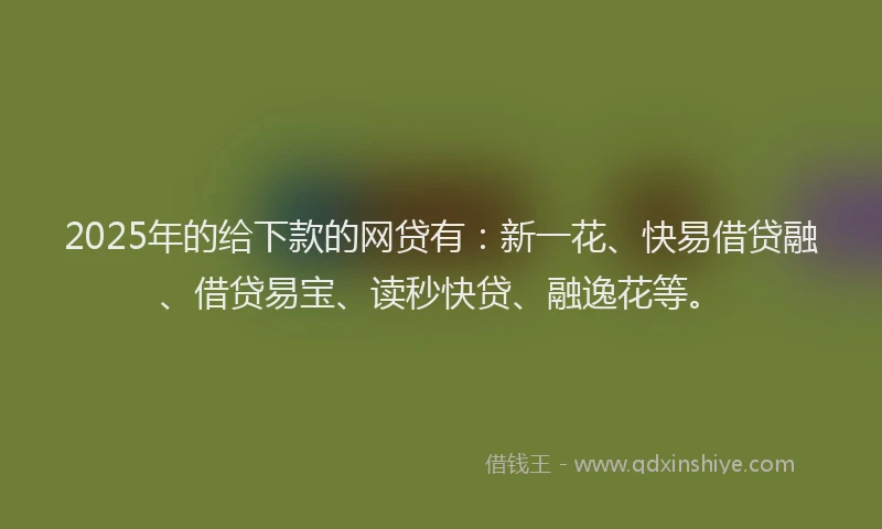 2025年的给下款的网贷有：新一花、快易借贷融、借贷易宝、读秒快贷、融逸花等。
