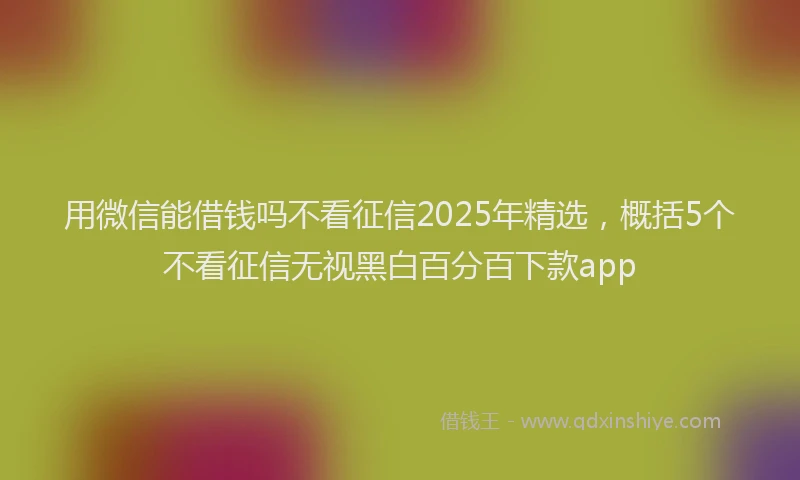用微信能借钱吗不看征信2025年精选，概括5个不看征信无视黑白百分百下款app