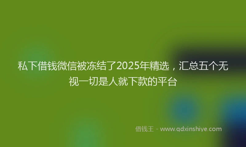 私下借钱微信被冻结了2025年精选，汇总五个无视一切是人就下款的平台