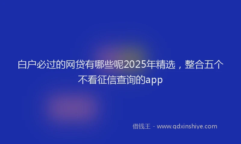 白户必过的网贷有哪些呢2025年精选，整合五个不看征信查询的app