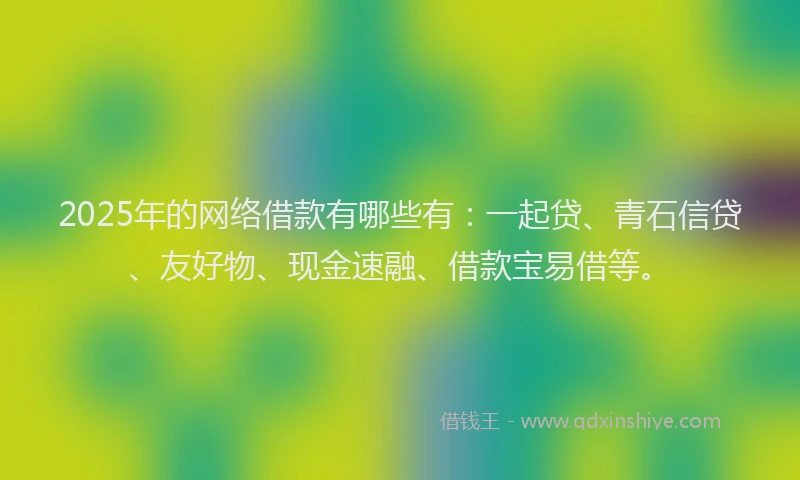 2025年的网络借款有哪些有：一起贷、青石信贷、友好物、现金速融、借款宝易借等。