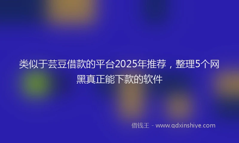 类似于芸豆借款的平台2025年推荐，整理5个网黑真正能下款的软件