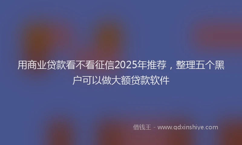 用商业贷款看不看征信2025年推荐，整理五个黑户可以做大额贷款软件