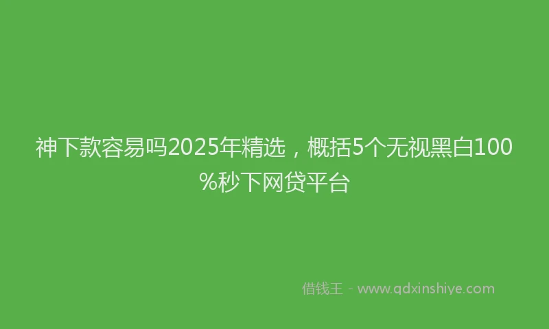 神下款容易吗2025年精选，概括5个无视黑白100%秒下网贷平台