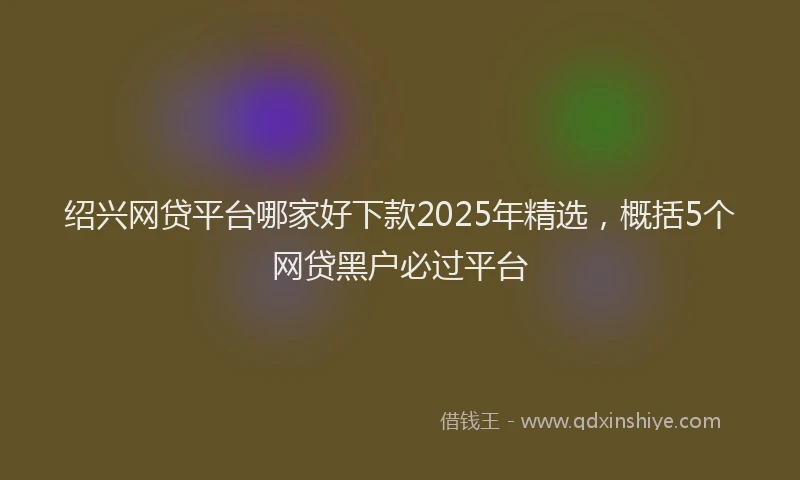 绍兴网贷平台哪家好下款2025年精选，概括5个网贷黑户必过平台