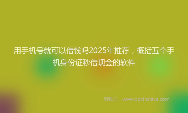用手机号就可以借钱吗2025年推荐，概括五个手机身份证秒借现金的软件