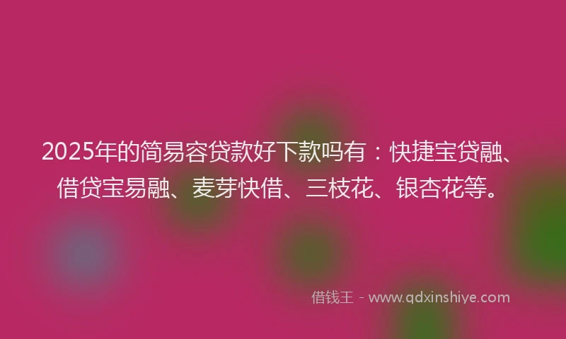 2025年的简易容贷款好下款吗有：快捷宝贷融、借贷宝易融、麦芽快借、三枝花、银杏花等。