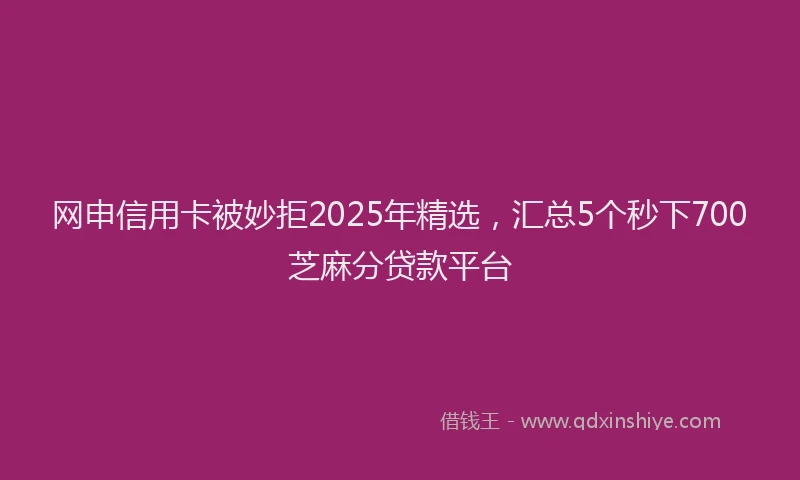 网申信用卡被妙拒2025年精选，汇总5个秒下700芝麻分贷款平台
