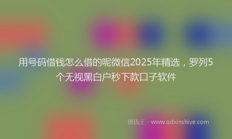 用号码借钱怎么借的呢微信2025年精选，罗列5个无视黑白户秒下款口子软件