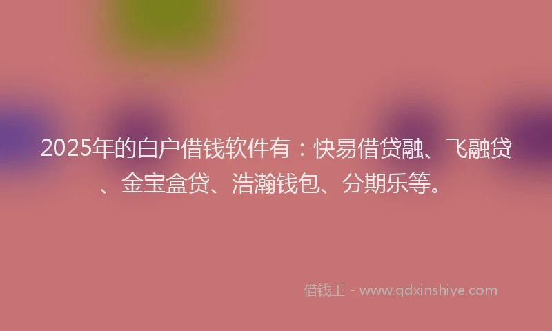 2025年的白户借钱软件有：快易借贷融、飞融贷、金宝盒贷、浩瀚钱包、分期乐等。
