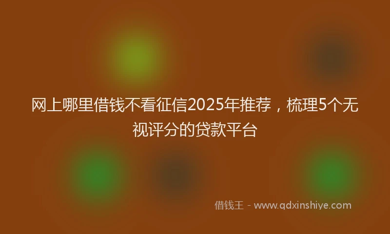 网上哪里借钱不看征信2025年推荐，梳理5个无视评分的贷款平台