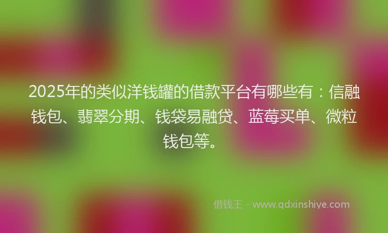 2025年的类似洋钱罐的借款平台有哪些有：信融钱包、翡翠分期、钱袋易融贷、蓝莓买单、微粒钱包等。