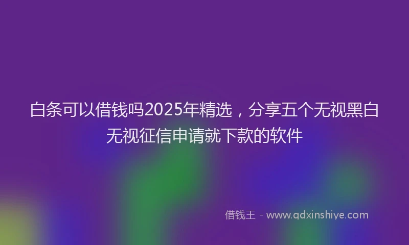 白条可以借钱吗2025年精选，分享五个无视黑白无视征信申请就下款的软件