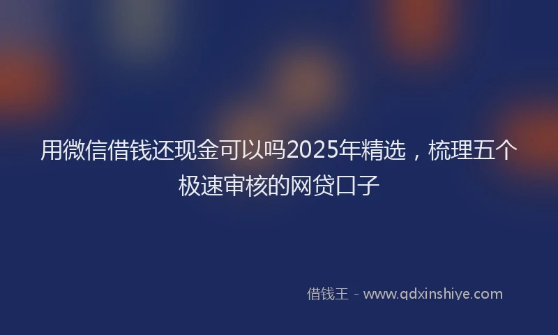 用微信借钱还现金可以吗2025年精选，梳理五个极速审核的网贷口子