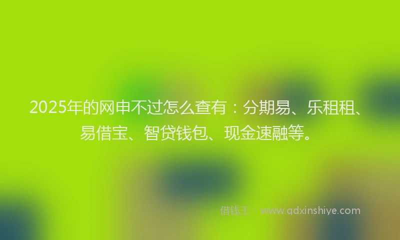 2025年的网申不过怎么查有：分期易、乐租租、易借宝、智贷钱包、现金速融等。