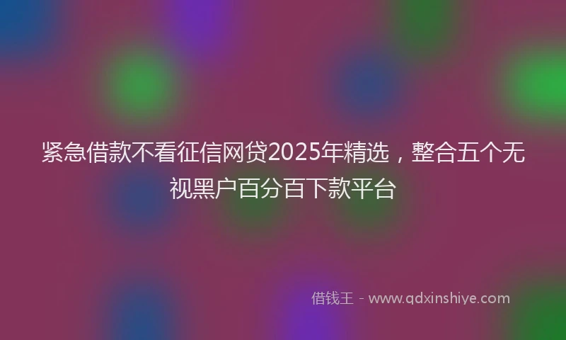 紧急借款不看征信网贷2025年精选，整合五个无视黑户百分百下款平台