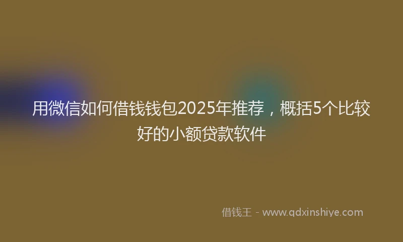 用微信如何借钱钱包2025年推荐，概括5个比较好的小额贷款软件