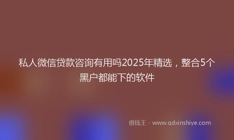 私人微信贷款咨询有用吗2025年精选，整合5个黑户都能下的软件
