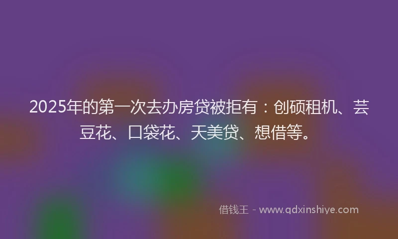 2025年的第一次去办房贷被拒有：创硕租机、芸豆花、口袋花、天美贷、想借等。
