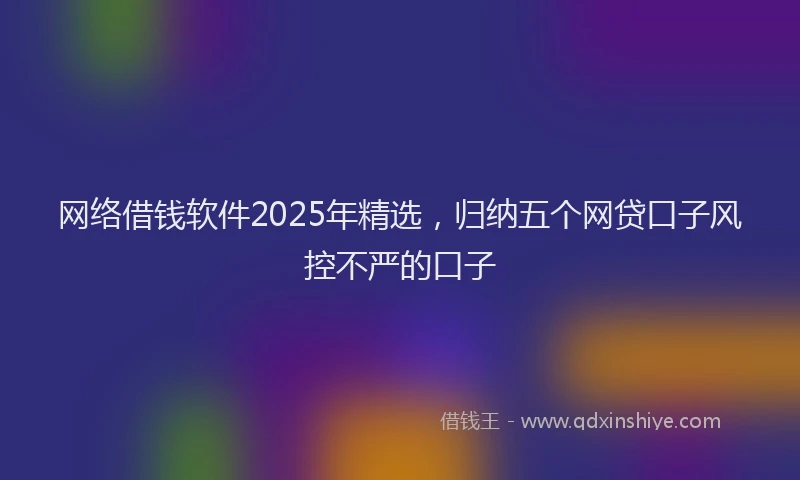 网络借钱软件2025年精选，归纳五个网贷口子风控不严的口子