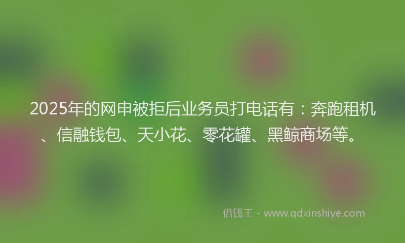 2025年的网申被拒后业务员打电话有：奔跑租机、信融钱包、天小花、零花罐、黑鲸商场等。