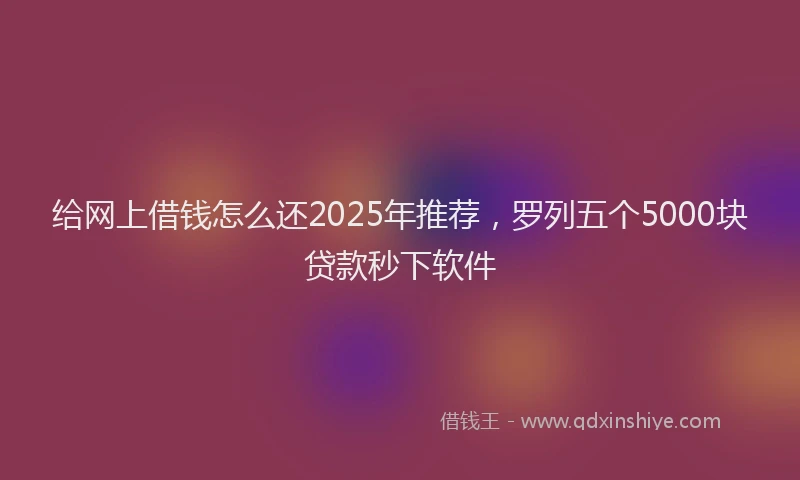 给网上借钱怎么还2025年推荐，罗列五个5000块贷款秒下软件