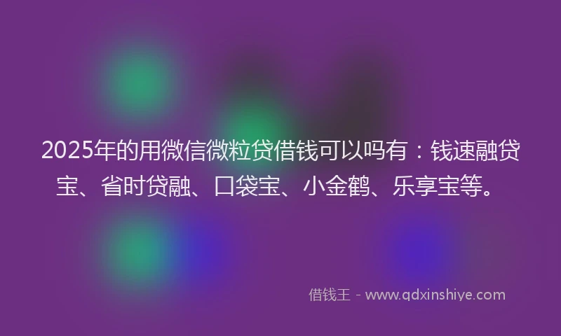 2025年的用微信微粒贷借钱可以吗有：钱速融贷宝、省时贷融、口袋宝、小金鹤、乐享宝等。