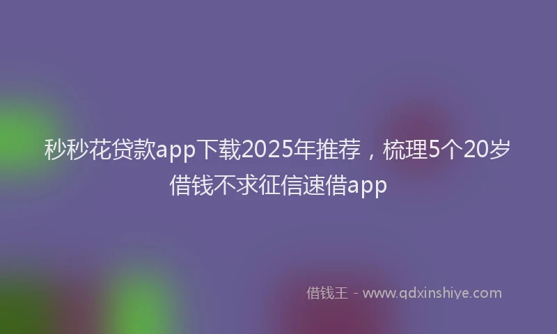 秒秒花贷款app下载2025年推荐，梳理5个20岁借钱不求征信速借app