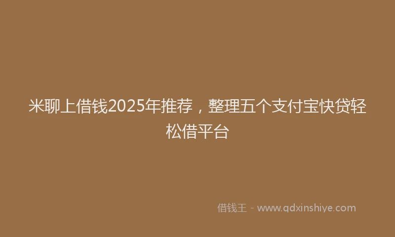 米聊上借钱2025年推荐，整理五个支付宝快贷轻松借平台