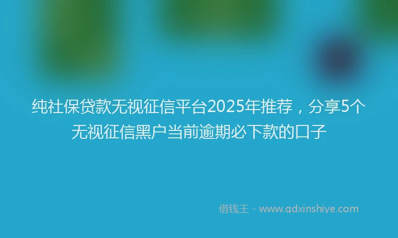 纯社保贷款无视征信平台2025年推荐，分享5个无视征信黑户当前逾期必下款的口子