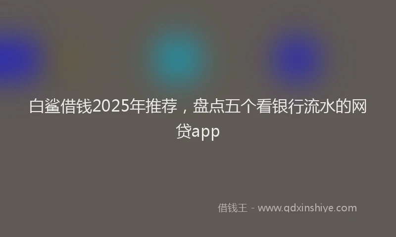 白鲨借钱2025年推荐，盘点五个看银行流水的网贷app