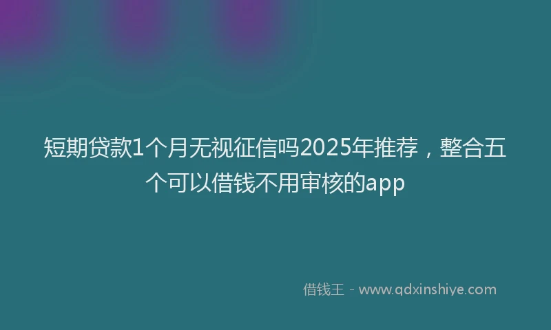 短期贷款1个月无视征信吗2025年推荐，整合五个可以借钱不用审核的app