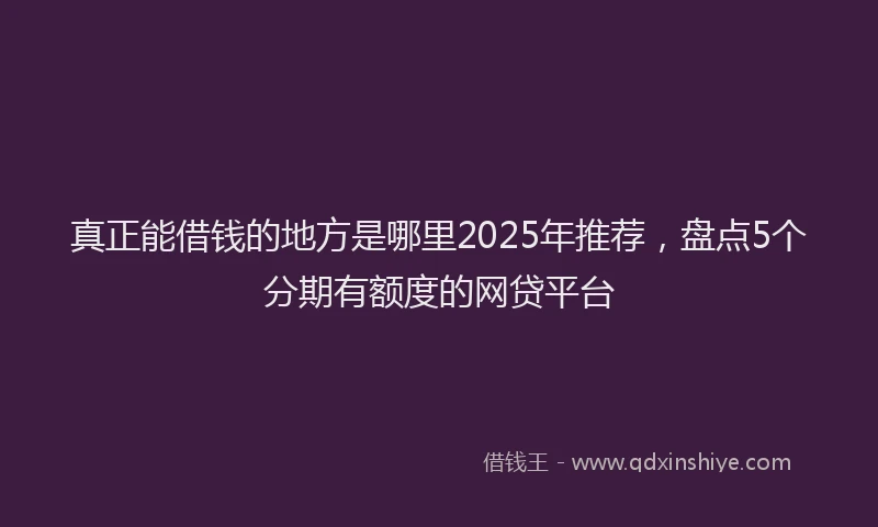 真正能借钱的地方是哪里2025年推荐，盘点5个分期有额度的网贷平台
