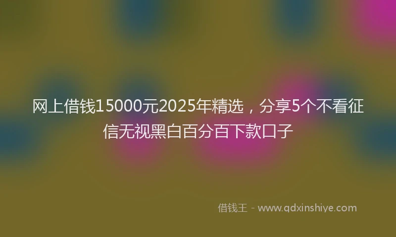网上借钱15000元2025年精选，分享5个不看征信无视黑白百分百下款口子