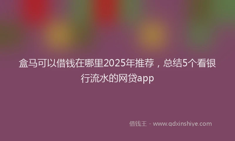 盒马可以借钱在哪里2025年推荐，总结5个看银行流水的网贷app