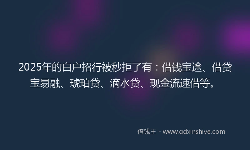2025年的白户招行被秒拒了有：借钱宝途、借贷宝易融、琥珀贷、滴水贷、现金流速借等。