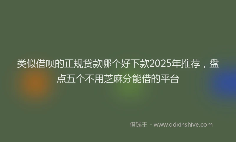 类似借呗的正规贷款哪个好下款2025年推荐，盘点五个不用芝麻分能借的平台
